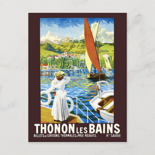 Thonon, Les Bains, Women on Yacht,フランス ポストカード (正面)