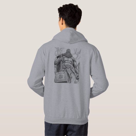 Thor God of Thunder Mjolnir Sketch Art Hoodie パーカ (裏面フル)