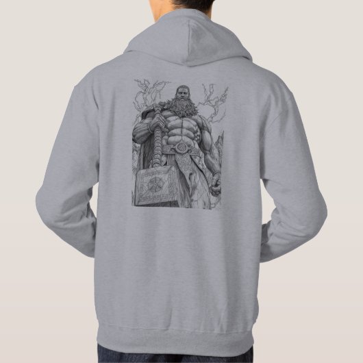 Thor God of Thunder Mjolnir Sketch Art Hoodie パーカ (裏面)