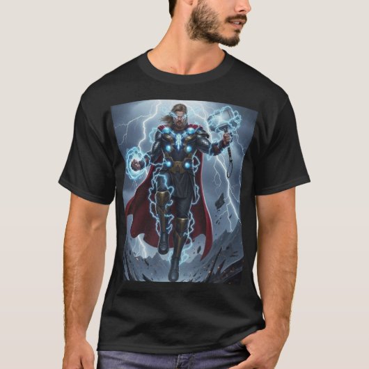 Thor – God of Thunder Storm Power Tシャツ (正面)