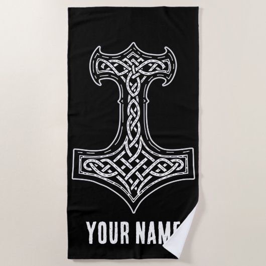 Thor Hammer Mjolnir Knot ビーチタオル (正面)