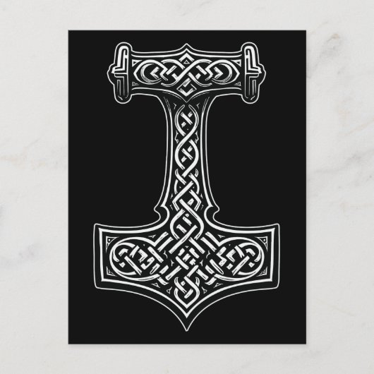 Thor’s Hammer Wall Art – Norse Knotwork Statement ポストカード (正面)