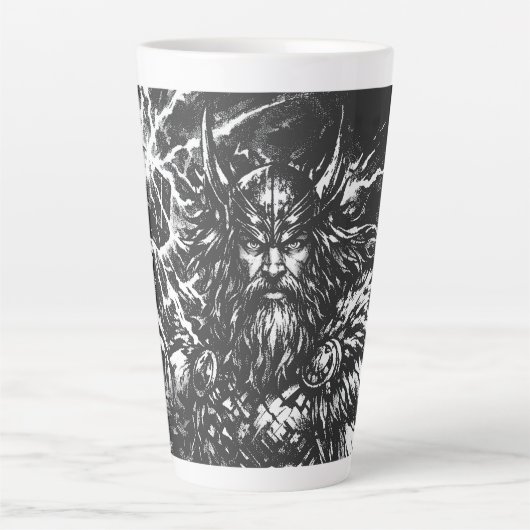 Thor — Storm‑Hammered God of Thunder カフェラテマグ (正面)