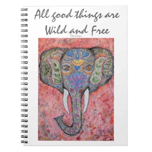 Thoreauのインスピレーション象の芸術の螺線形ノート ノートブック (正面)