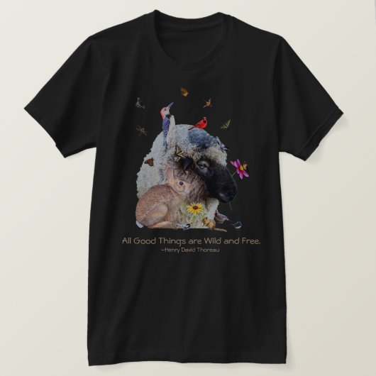 Thoreauのコメント付き自然野生生物： Tシャツ (デザイン正面)
