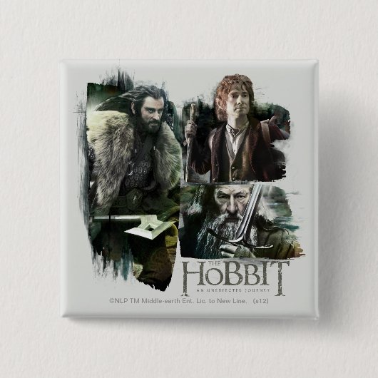 THORIN OAKENSHIELD™、BILBO BAGGINS™、Gandalf Art 缶バッジ (正面)