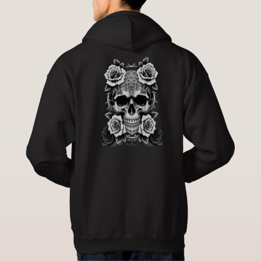 Thorny Embrace Skull – Gothic Lace & Roses Liner パーカ (裏面)