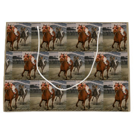 Thoroughbred Champion Racehorse Wins Race ラージペーパーバッグ