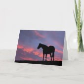 Thoroughbred Horse Silhouetted at Sunrise カード (正面)