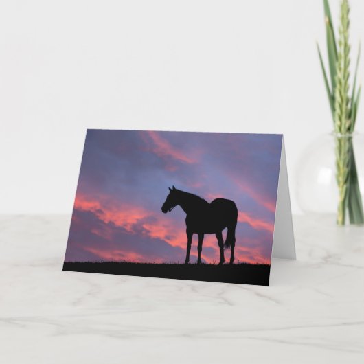 Thoroughbred Horse Silhouetted at Sunrise カード (正面)