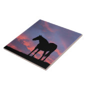 Thoroughbred Horse Silhouetted at Sunrise タイル (側面)