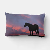 Thoroughbred Horse Silhouetted at Sunrise ランバークッション (裏面)