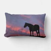 Thoroughbred Horse Silhouetted at Sunrise ランバークッション (正面)