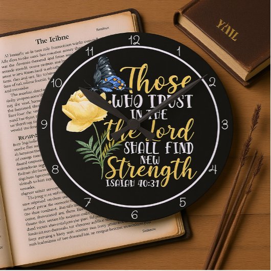 Those Who Trust In The Lord Butterfly And Rose ラウンド壁時計