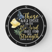 Those Who Trust In The Lord Butterfly And Rose ラウンド壁時計 (正面)