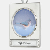 Thoted Titmouse絵画's - Bird Artオリジナル シルバープレートバナーオーナメント (左)