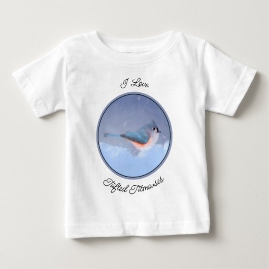 Thoted Titmouse絵画's - Bird Artオリジナル ベビーTシャツ (正面)