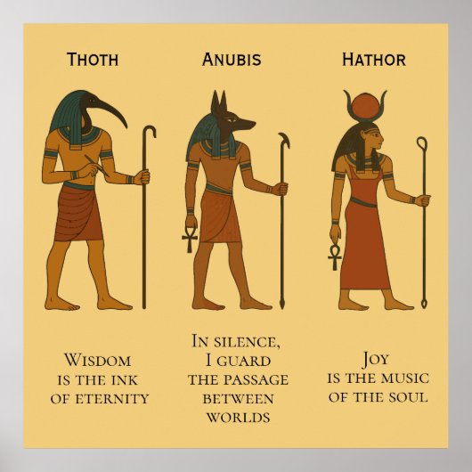 Thoth, Anubis & Hathor - Ancient Egyptian Deity  ポスター (正面)