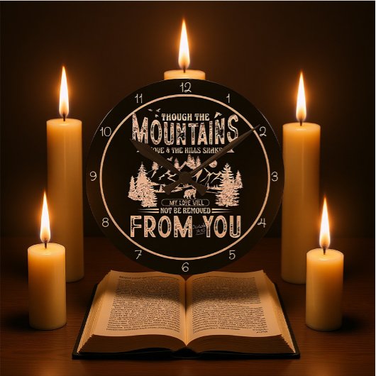 Though The Mountains Move Christian Art ラウンド壁時計