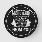 Though The Mountains Move Christian Art ラウンド壁時計 (正面)