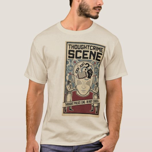 Thoughtcrime Scene Dystopian Surrealist Warning Tシャツ (正面)