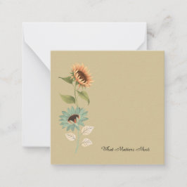Thoughtful Floral Sunflower Flat Note Card ノートカード