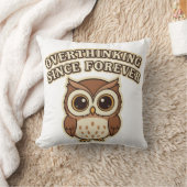 Thoughtful Retro Owl Square Comfort Pillow クッション (ブランケット)