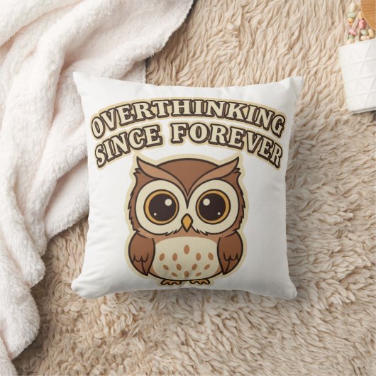 Thoughtful Retro Owl Square Comfort Pillow クッション (ブランケット)
