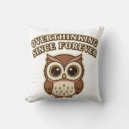 Thoughtful Retro Owl Square Comfort Pillow クッション (正面)