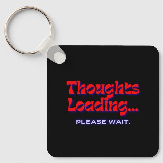 Thoughts Loading | Metal Square Keychain キーホルダー (正面)
