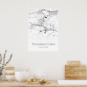 Thousand Oaks Map – カリフォルニア州 – 市内地図ポスター ポスター (キッチン)