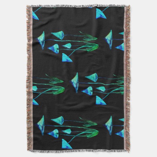 Thow暗い毛布で光っているきのこ スローブランケット (正面縦)