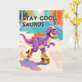 Thread-Painted Art | Dinosaur Folded Birthday カード (黄色い花)