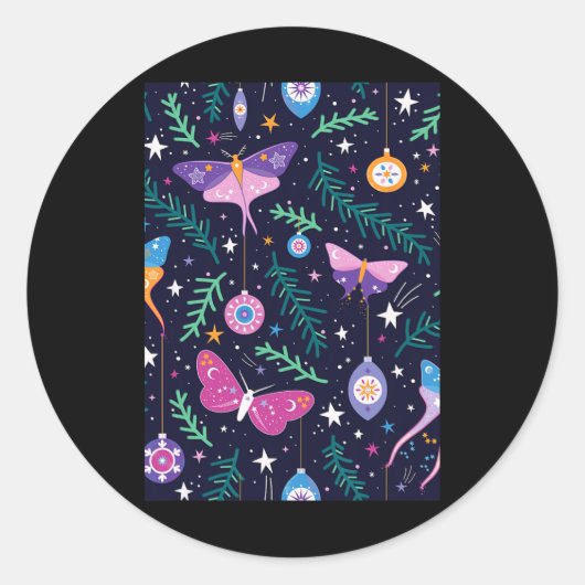 Threadless Carly Watts クリスマスモス グラフィック ラウンドシール (正面)