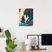 "Threads of War – Cyber Samurai vs Glyph Beast" ポスター (ホームオフィス)