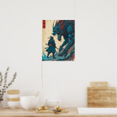 "Threads of War – Cyber Samurai vs Glyph Beast" ポスター (キッチン)