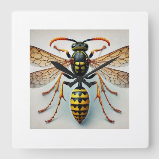 Threadwaisted wasp 210824IREF242 - Watercolor スクエア壁時計 (正面)