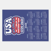Three 2026 Calendars Celebrating USA 250 america's ラッピングペーパーシート (正面3)