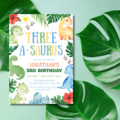 Three A-Saurus Dino 3rd Birthday 招待状