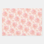 Three Abstract Watercolor Peach Pink Patterns ラッピングペーパーシート (正面2)