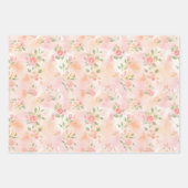 Three Abstract Watercolor Peach Pink Patterns ラッピングペーパーシート (正面)