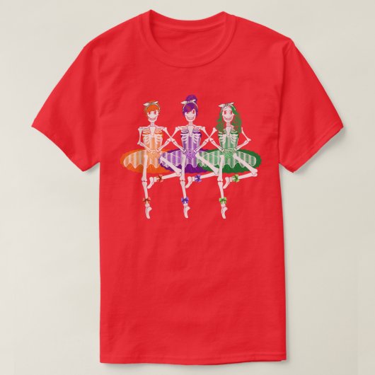 Three Ballet Skeleton Dancer Funny Halloween Costu Tシャツ (デザイン正面)