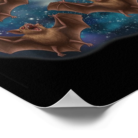Three Bat Under Full Moon Funny Cosmic Meme Hallow ポスター (角)