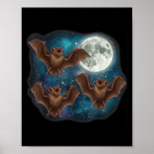 Three Bat Under Full Moon Funny Cosmic Meme Hallow ポスター (正面)