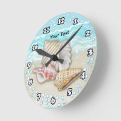 Three Beach Seashells ラウンド壁時計 (傾斜)