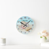 Three Beach Seashells ラウンド壁時計 (ホーム)