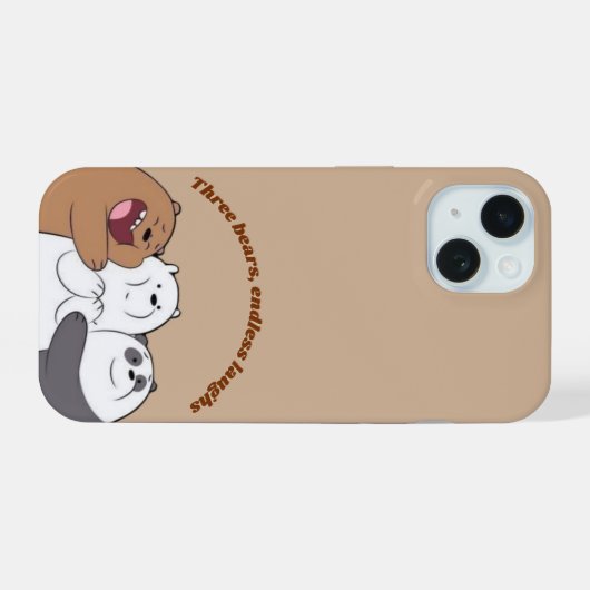 Three Bears Hug Phone Case iPhone 15ケース (裏面横)