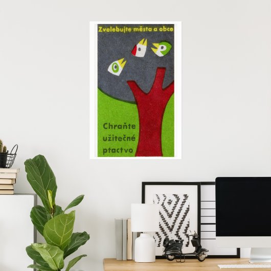 Three Birds in Tree - Matchbox Print - Czech Wall ポスター (ホームオフィス)