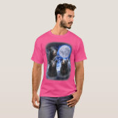 Three Black Bear Moon 3 Wild Bears Gazing At The M Tシャツ (正面フル)