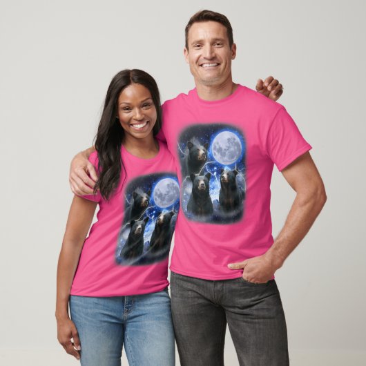 Three Black Bear Moon 3 Wild Bears Gazing At The M Tシャツ (ユニセックス)